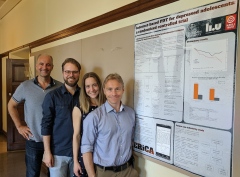 Björn, Jakob, Karin och Per med forskningsposter